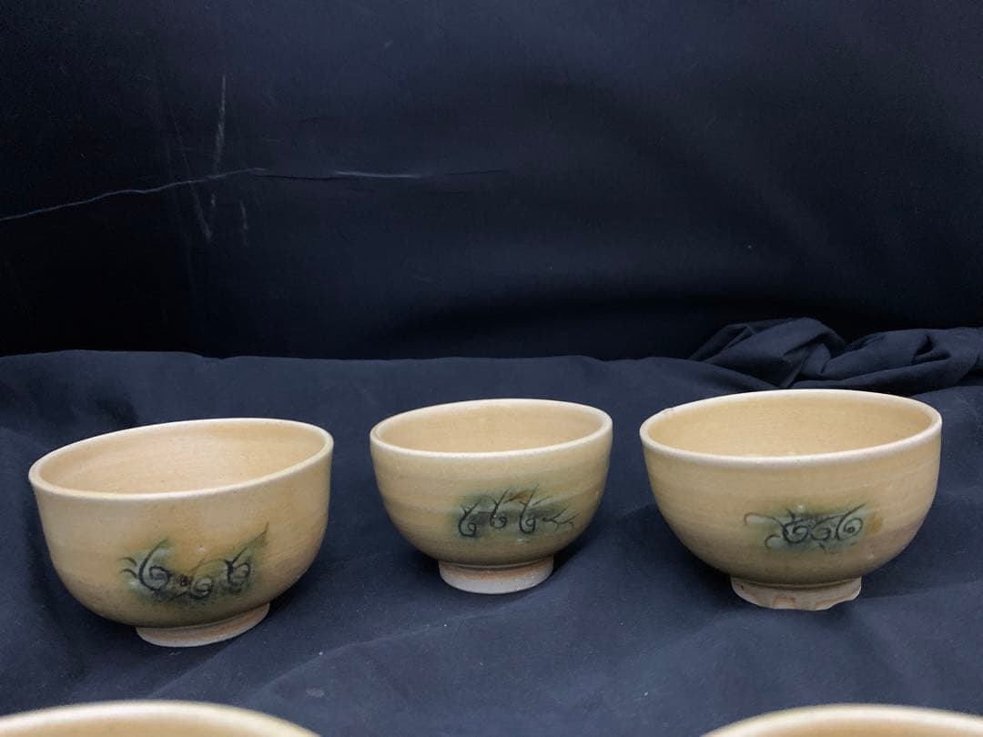 黄瀬戸　湯呑　５客　共箱付き　加藤令吉作