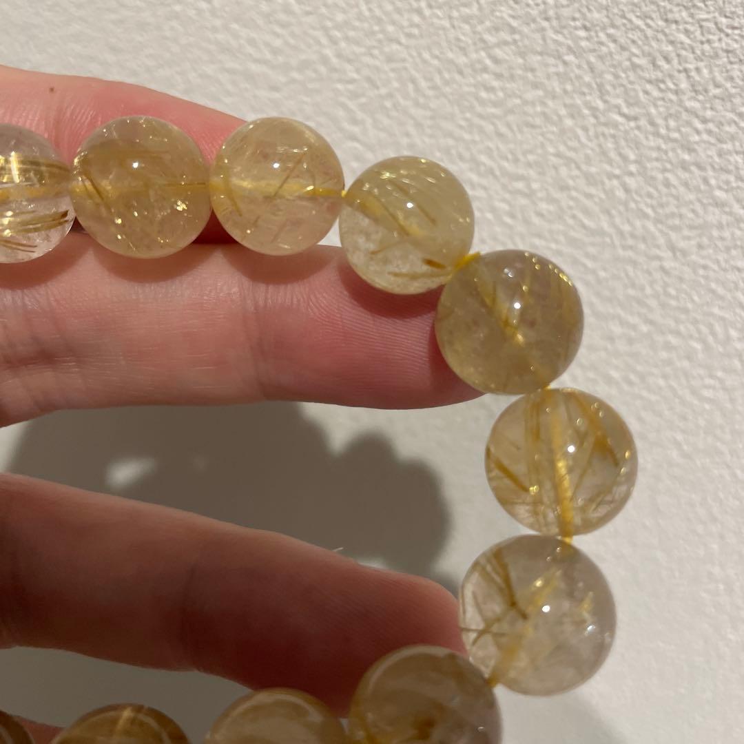 【金運・勝負運】天然石 ルチルクォーツ ブレスレット 12mm珠/内周16cm