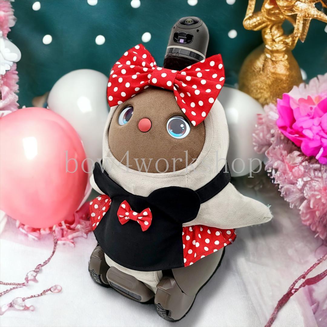 ラボット LOVOT ラボットの服ハンドメイド リボン＆ミミ付サロペット