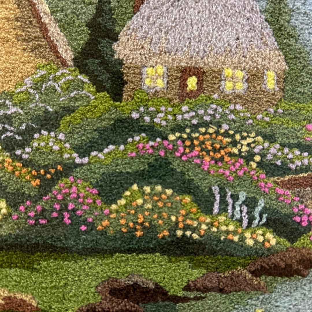 ハンドメイド　刺繍画　自然風景　完成品　フレーム付き