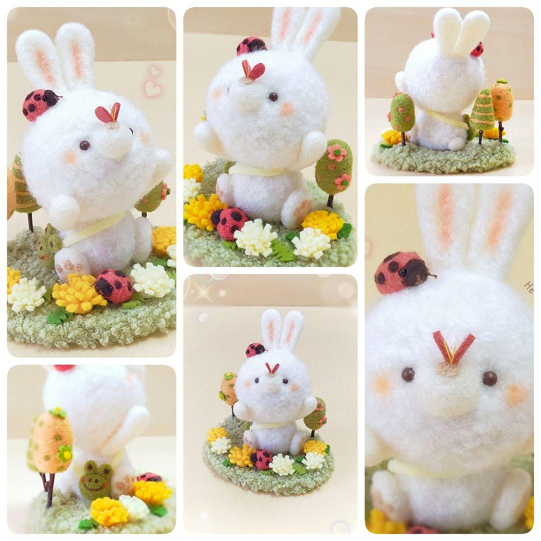 ✿羊毛フェルト✿candymarine様✿ふわふわうさぎちゃん✿たんぽぽver✿