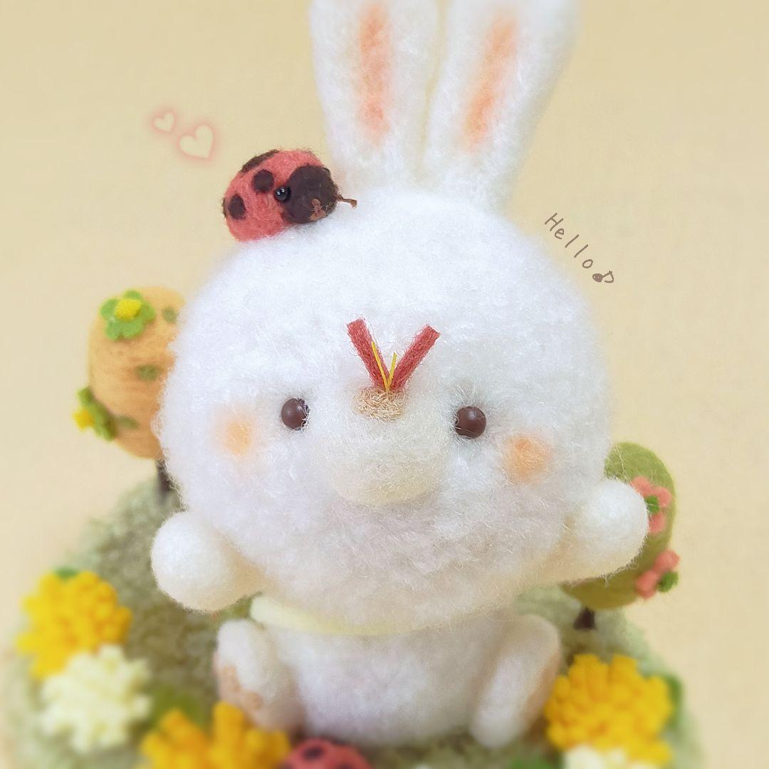 ✿羊毛フェルト✿candymarine様✿ふわふわうさぎちゃん✿たんぽぽver✿