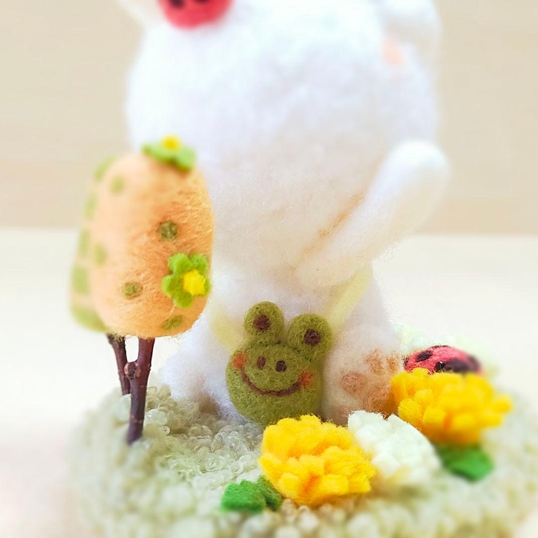 ✿羊毛フェルト✿candymarine様✿ふわふわうさぎちゃん✿たんぽぽver✿