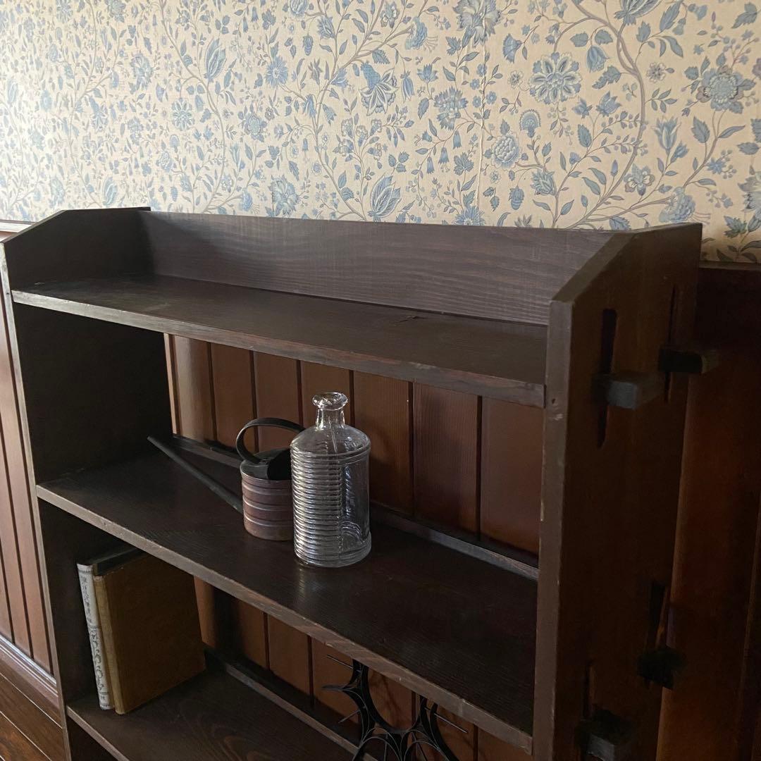 アンティーク　古い本棚　レトロ　楔棚　オープンラック　くさび棚