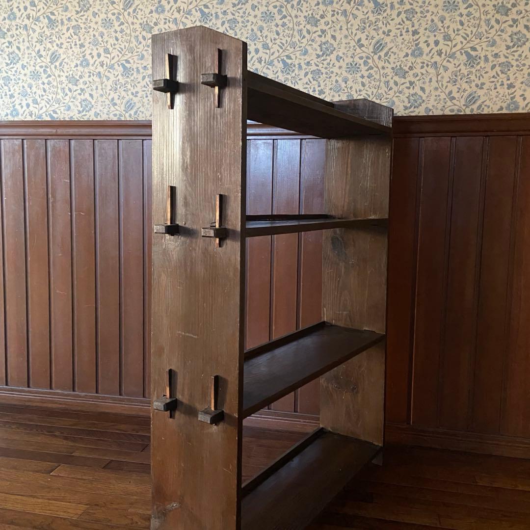 アンティーク　古い本棚　レトロ　楔棚　オープンラック　くさび棚