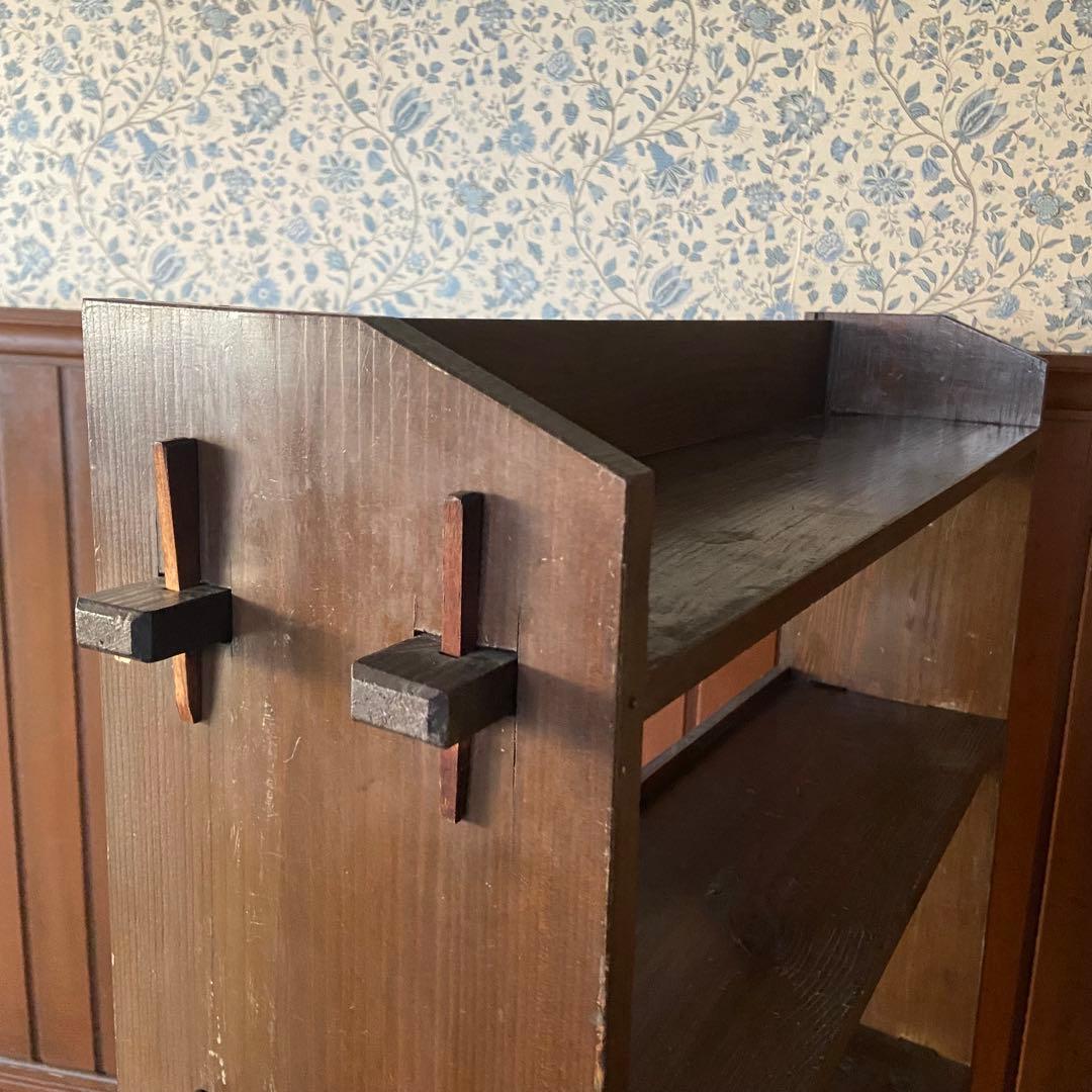 アンティーク　古い本棚　レトロ　楔棚　オープンラック　くさび棚