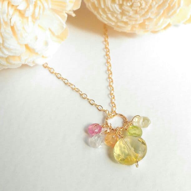 14kgf　レモンクォーツのブーケチャーム