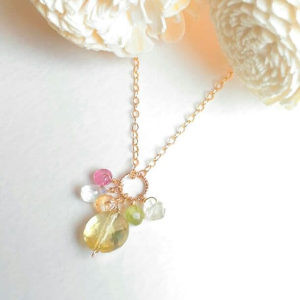 14kgf　レモンクォーツのブーケチャーム