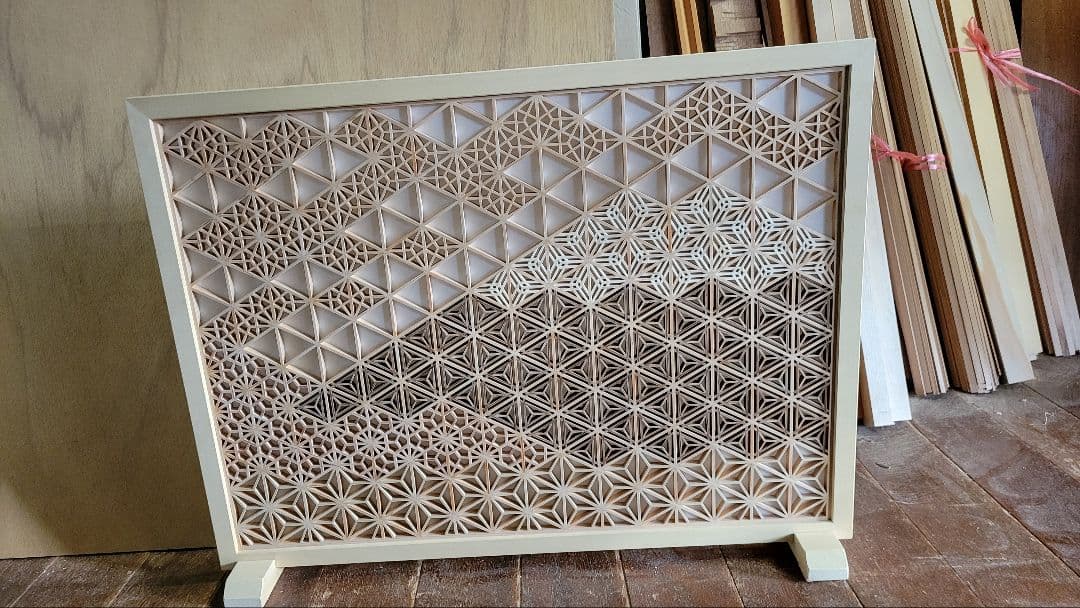 組子細工　組子　衝立　パーテーション　富士