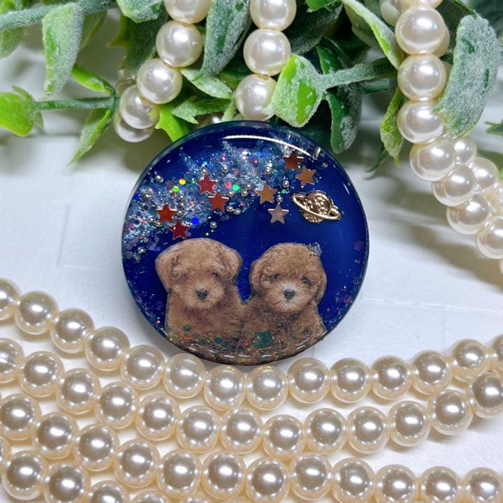 ゆきそら様お取置きです。レジンヘアゴム 天の川とトイプードルちゃんNo.620