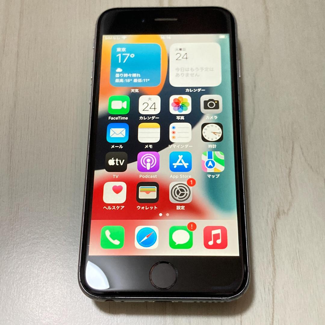 動作品 iPhone 6s S.グレイ 64GB SIMフリー 充電71％