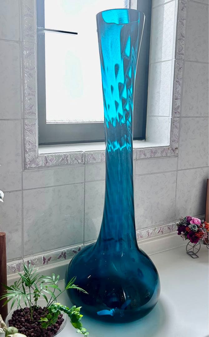 床置き 大型 ロング花瓶 ガラス製 生花 枝物 フラワーベース インテリア 特大