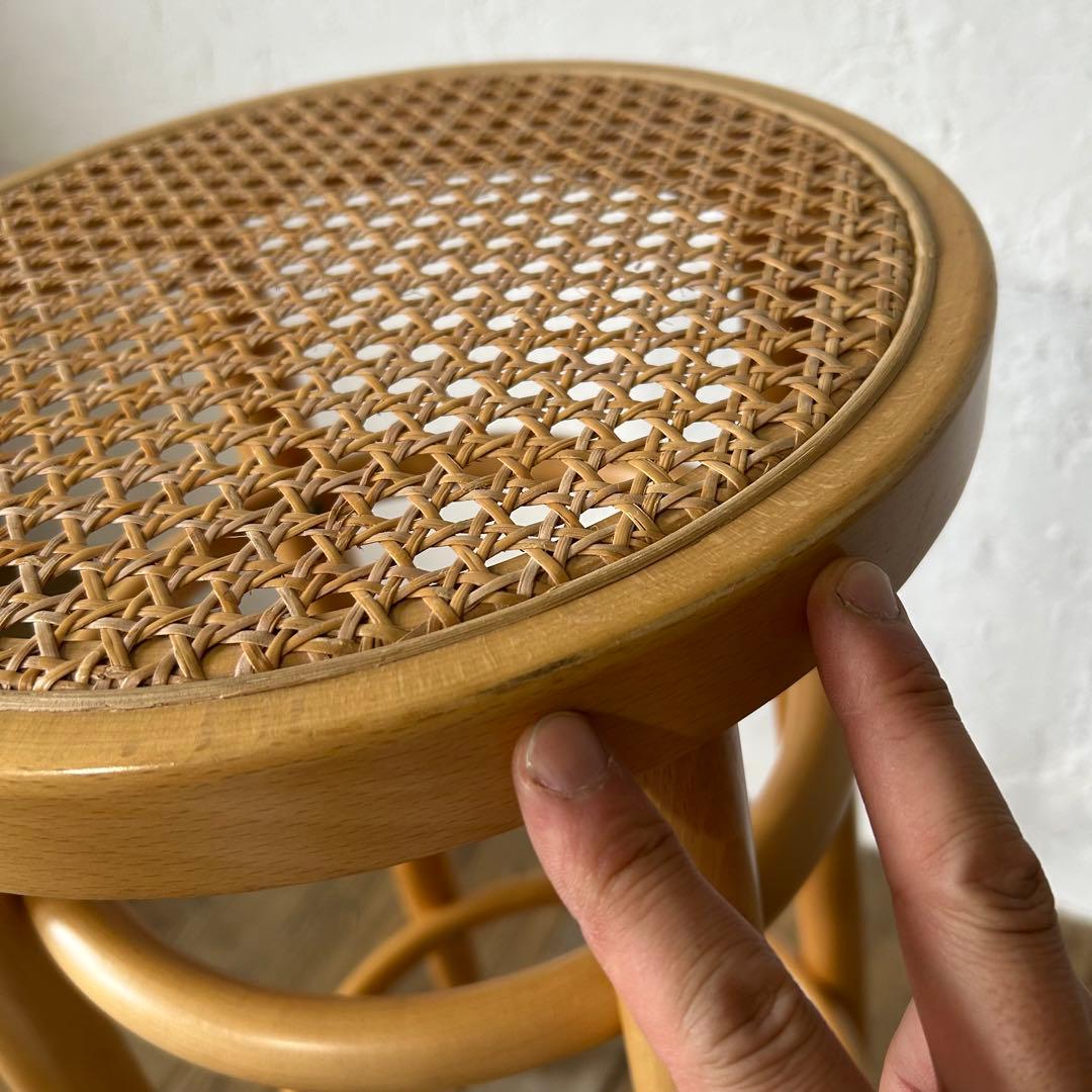 【再塗装・美品】秋田木工 スツール ラタン