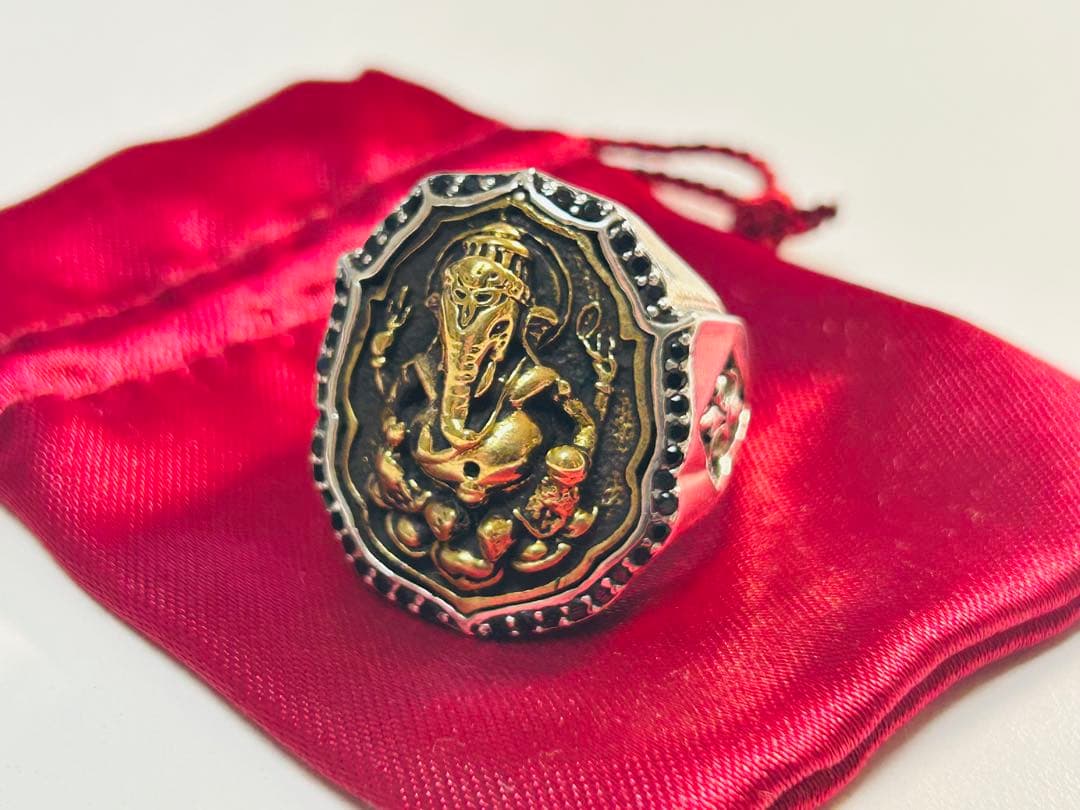 ガネーシャシルバーsilver925真鍮 ジルコニア リング 指輪 31号