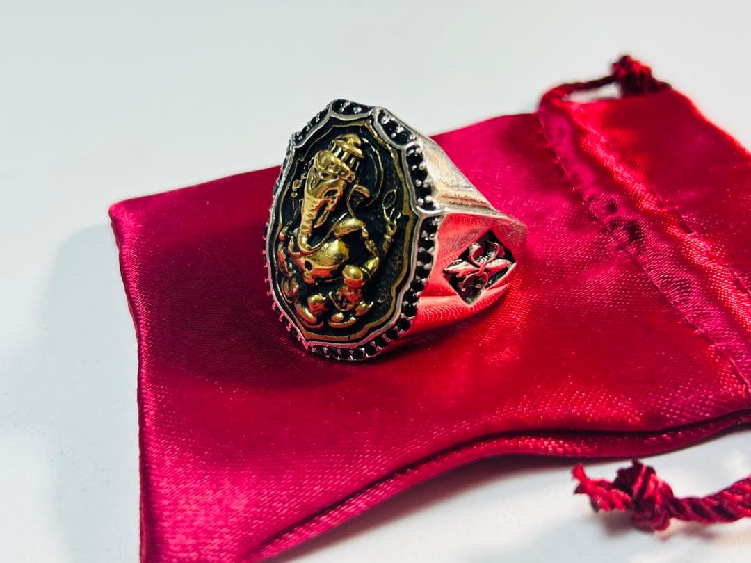 ガネーシャシルバーsilver925真鍮 ジルコニア リング 指輪 31号