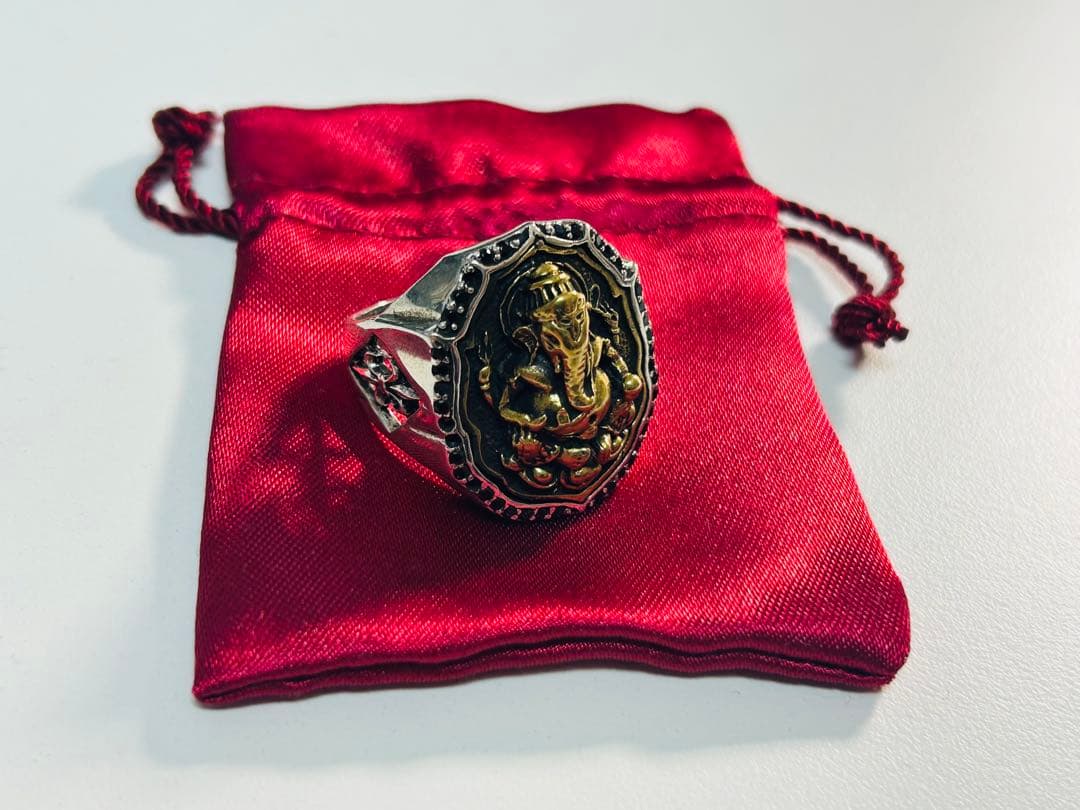 ガネーシャシルバーsilver925真鍮 ジルコニア リング 指輪 31号