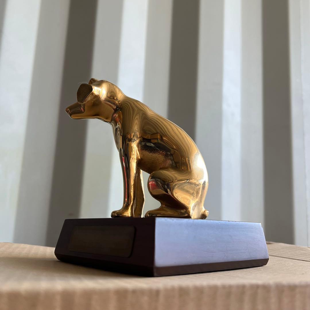 88美品✨　ビクター犬　ニッパー　18センチ　ゴールド　置物　レトロ　希少