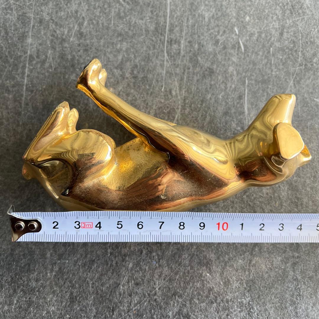 88美品✨　ビクター犬　ニッパー　18センチ　ゴールド　置物　レトロ　希少