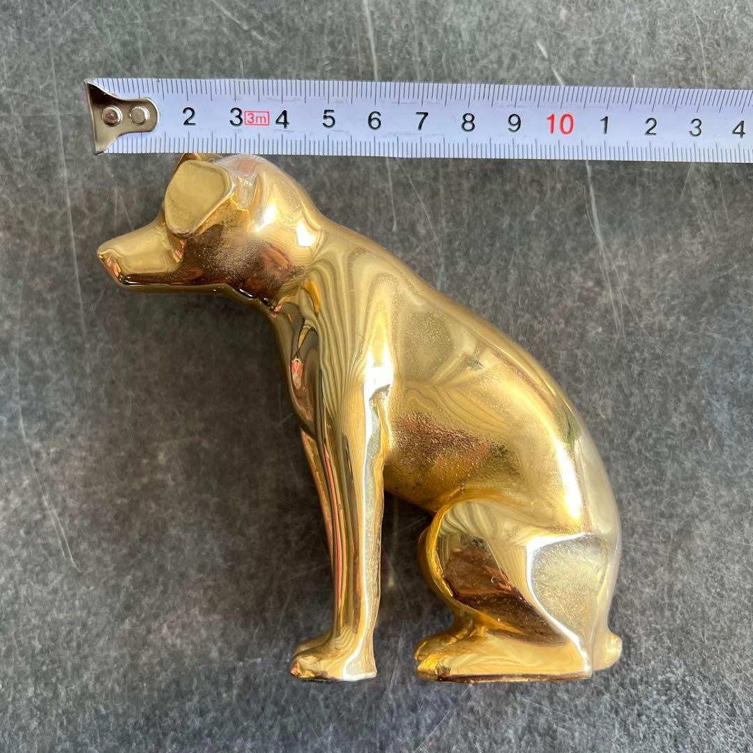 88美品✨　ビクター犬　ニッパー　18センチ　ゴールド　置物　レトロ　希少