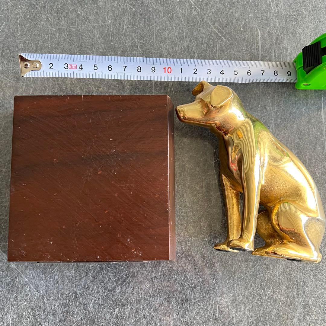 88美品✨　ビクター犬　ニッパー　18センチ　ゴールド　置物　レトロ　希少