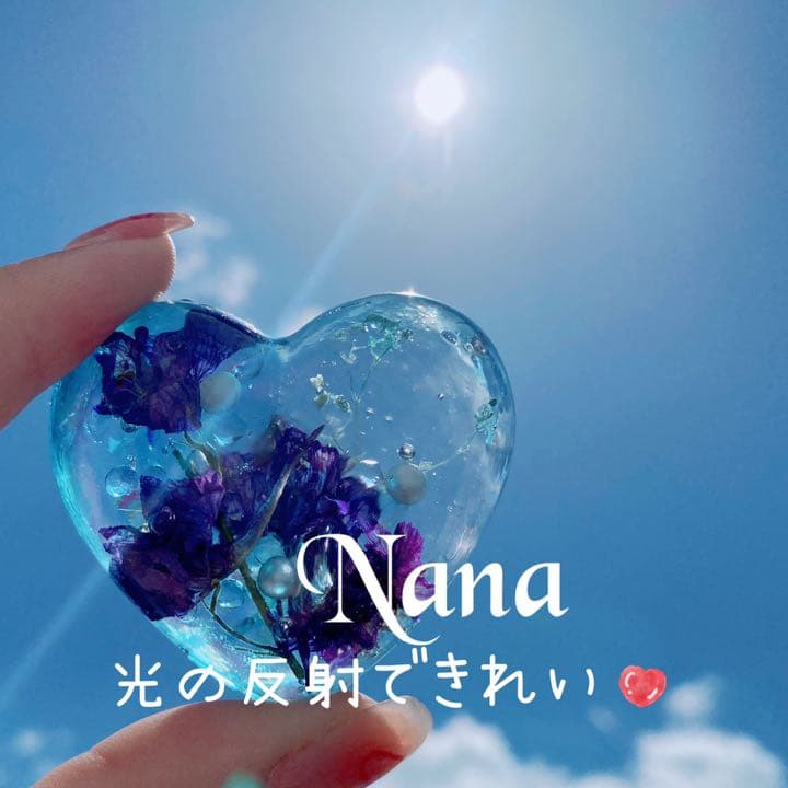 フラワーハンドル　ブルー　ハート型