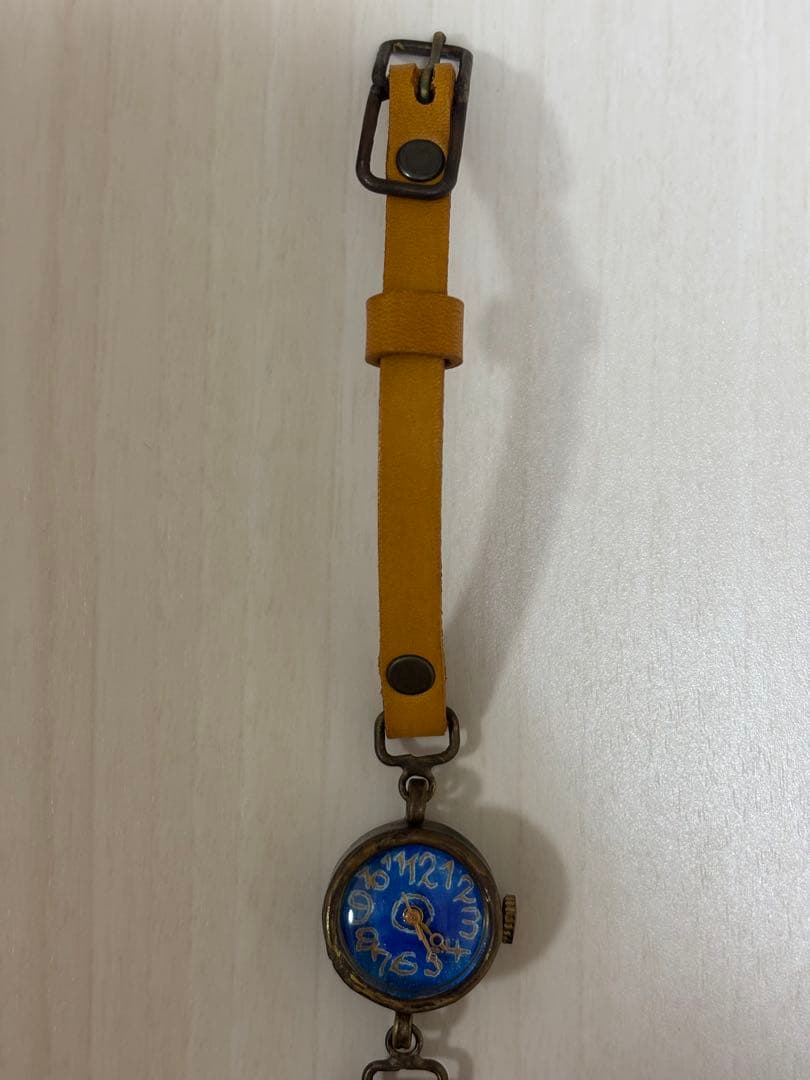ハンドメイド腕時計 レディース 真鍮 革ベルト アンティーク 動作未確認