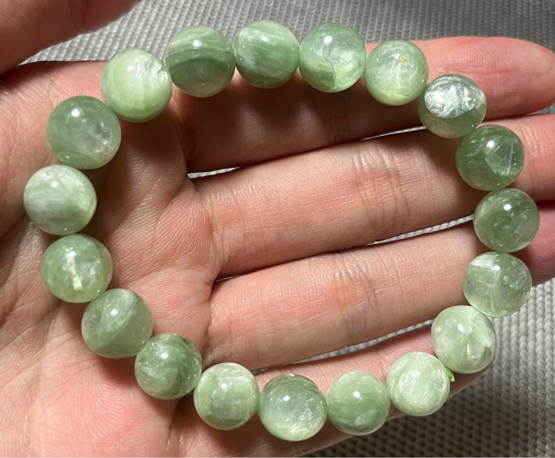 ミントグリーン マイカ ブレスレット 約10mm 内径約17cm