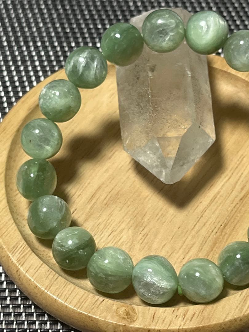ミントグリーン マイカ ブレスレット 約10mm 内径約17cm
