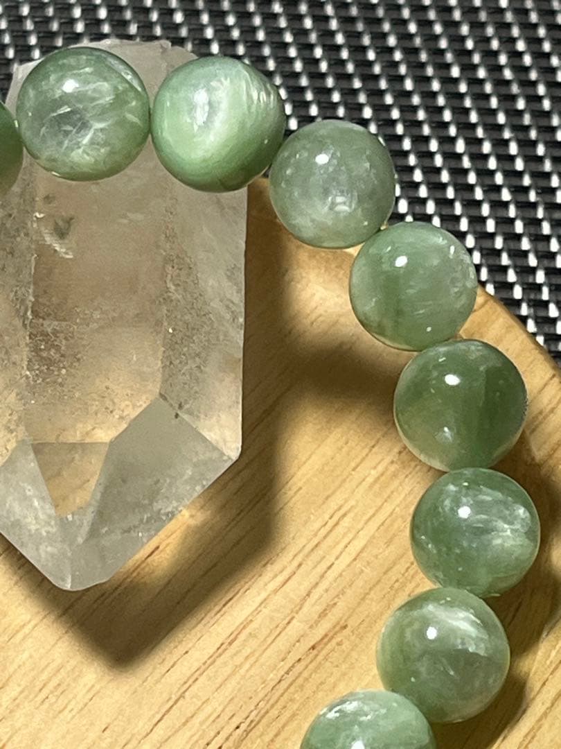 ミントグリーン マイカ ブレスレット 約10mm 内径約17cm