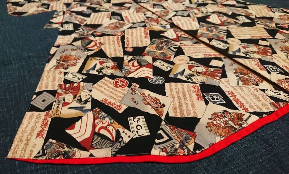 ★コレクション・上品で高級感漂う 和工房れおん・のれん 歌舞伎着物・扇柄デザイン