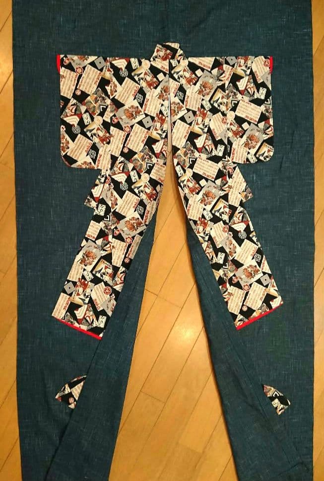 ★コレクション・上品で高級感漂う 和工房れおん・のれん 歌舞伎着物・扇柄デザイン