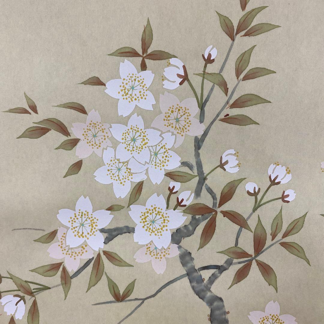 美品 掛け軸 小木曽祥雲作 桜図 共箱 花鳥 縁起物 真筆証明書