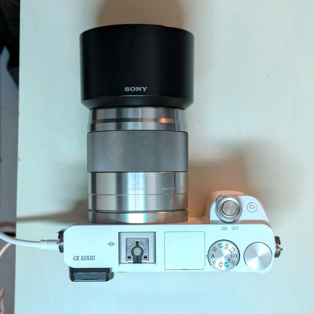 α6000 ホワイト 動作確認済 SEL50F18 レンズ付 shot1万