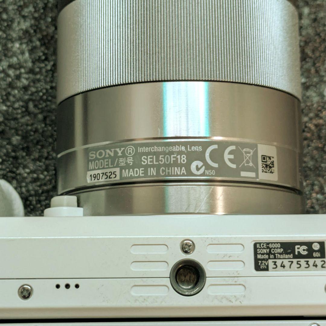 α6000 ホワイト 動作確認済 SEL50F18 レンズ付 shot1万