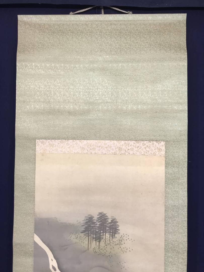 【真作】湖堂/瀧山水図/滝図/山水図/掛軸/名家伝来/AC-252