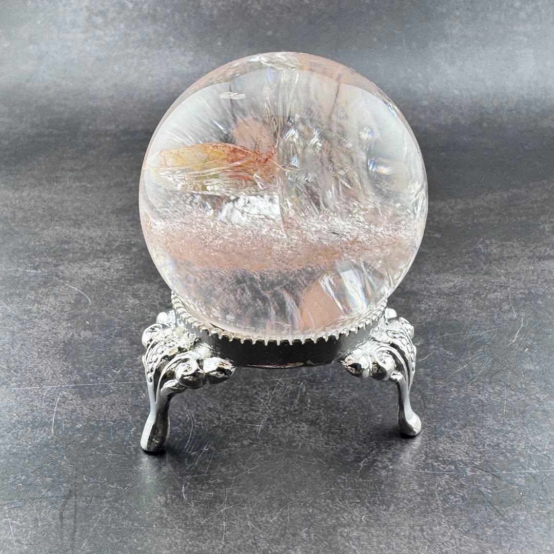 M-44ピンクアゼツライト丸玉　ピンク層状スフィア　ピンククォーツ57.4mm