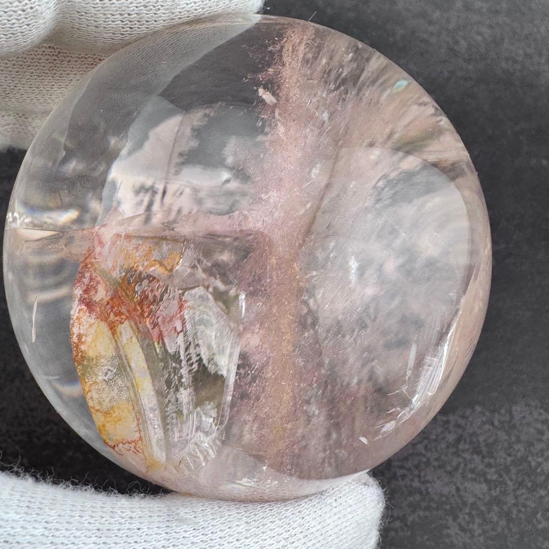 M-44ピンクアゼツライト丸玉　ピンク層状スフィア　ピンククォーツ57.4mm