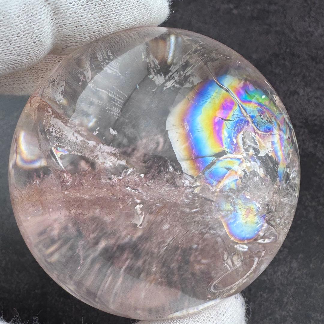 M-44ピンクアゼツライト丸玉　ピンク層状スフィア　ピンククォーツ57.4mm