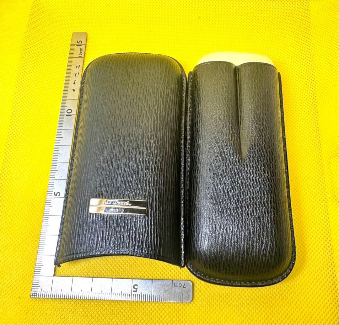デュポンライター、 ダブル レザーシガーケース ブラック。新品未使用品。