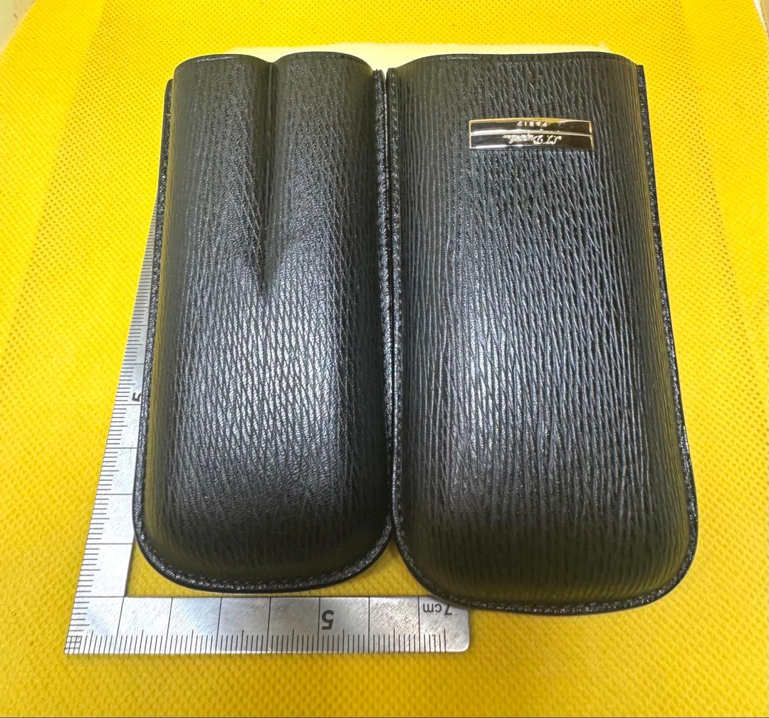 デュポンライター、 ダブル レザーシガーケース ブラック。新品未使用品。