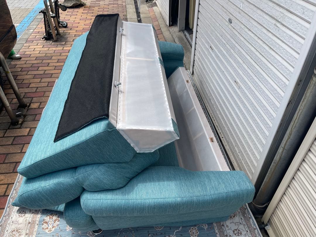 ターコイズブルー 3人掛けソファ