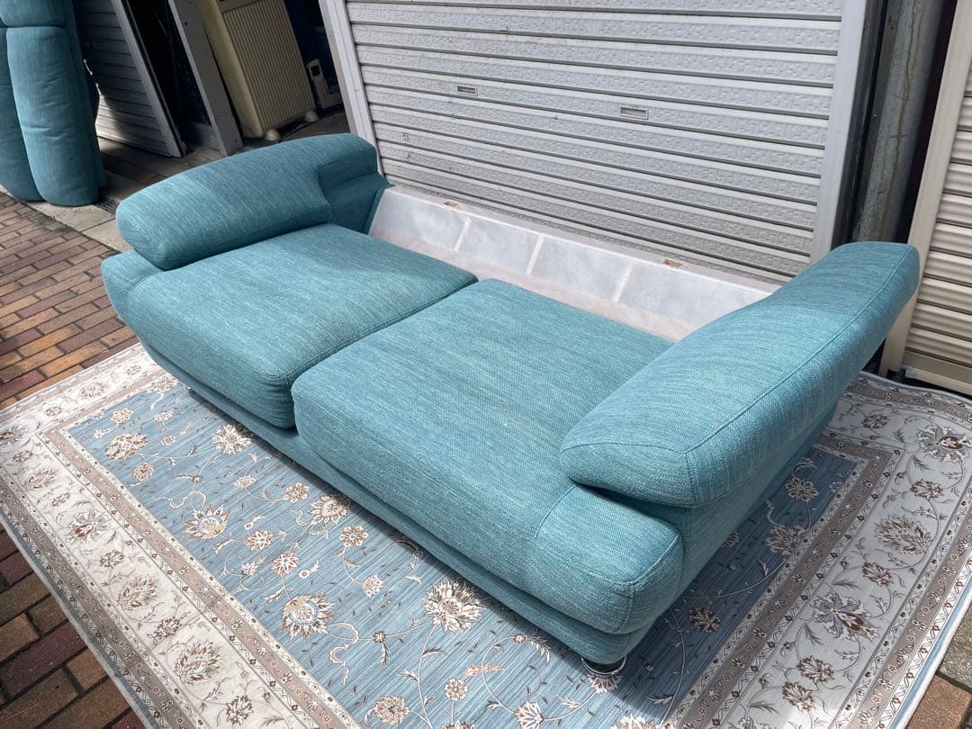 ターコイズブルー 3人掛けソファ