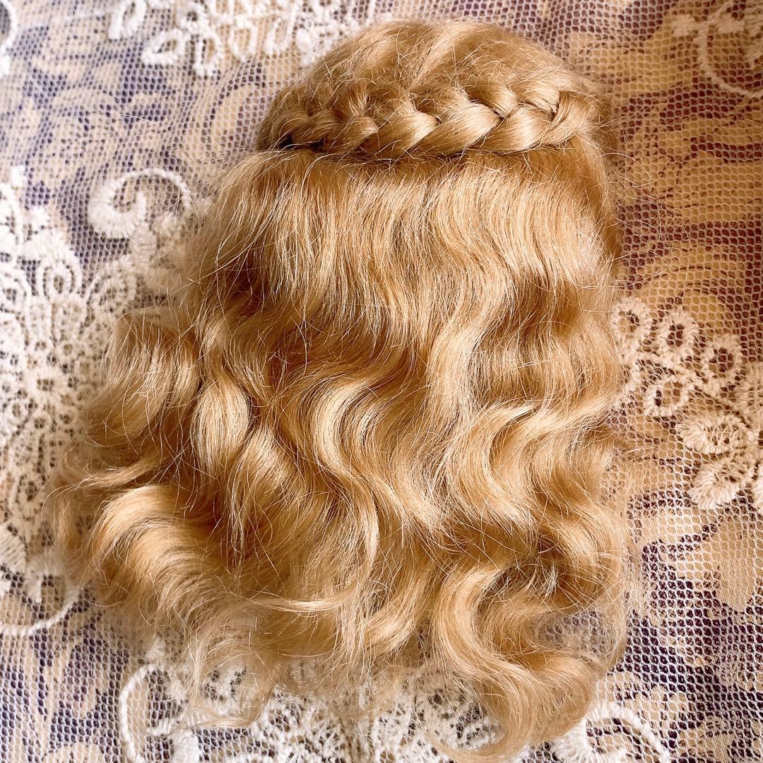 ビスクドール モヘアウィッグ ♡ サイド編み込みスタイル アッシュブロンド
