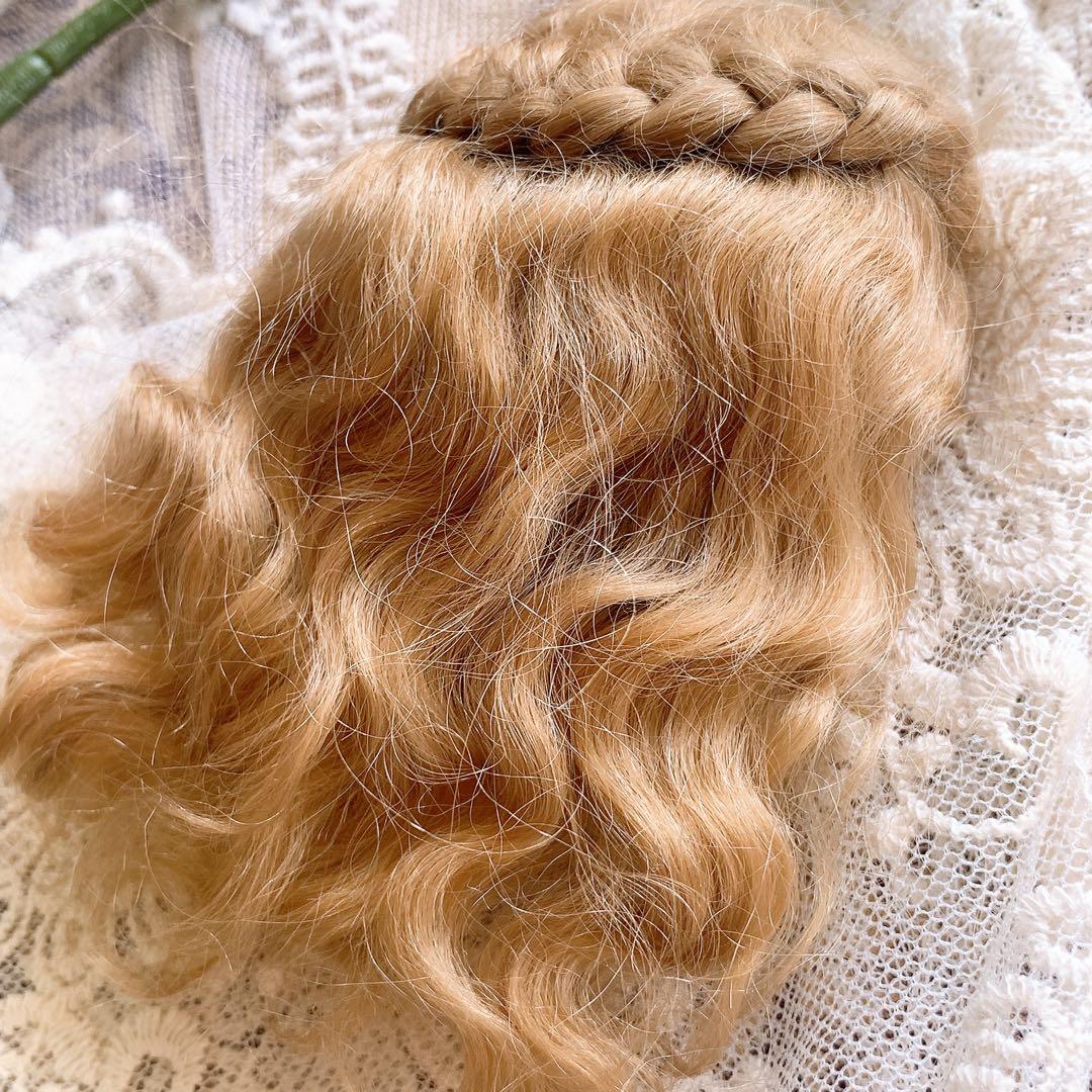 ビスクドール モヘアウィッグ ♡ サイド編み込みスタイル アッシュブロンド