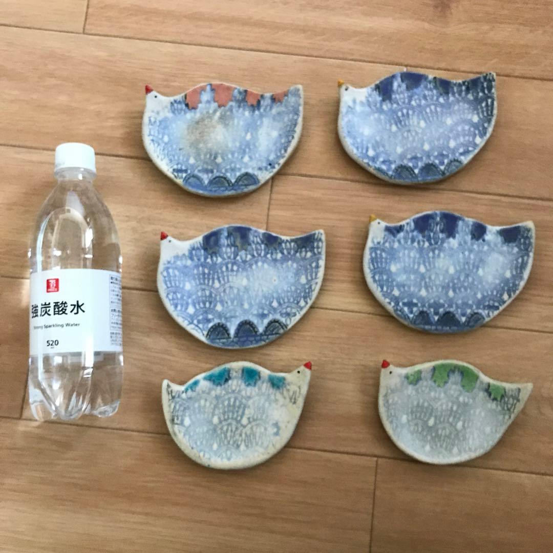 笠間焼　小皿　6枚セット　鳥