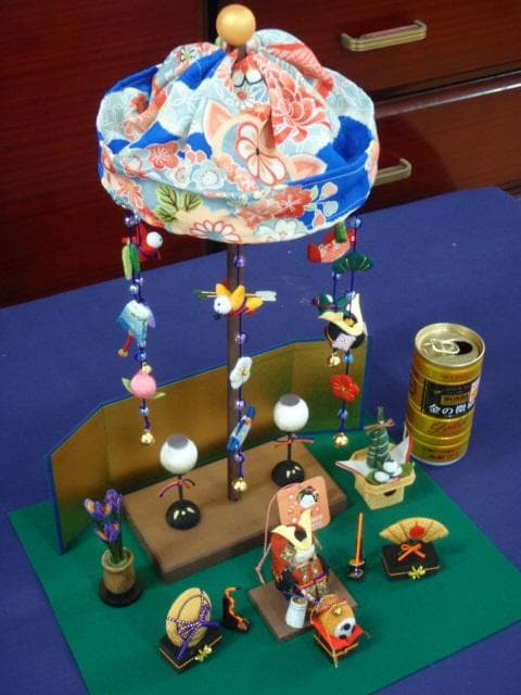 値下！●新品♪高さ37cm ちりめん五月人形 吊るし輪飾り 兜飾り 京都龍虎堂製