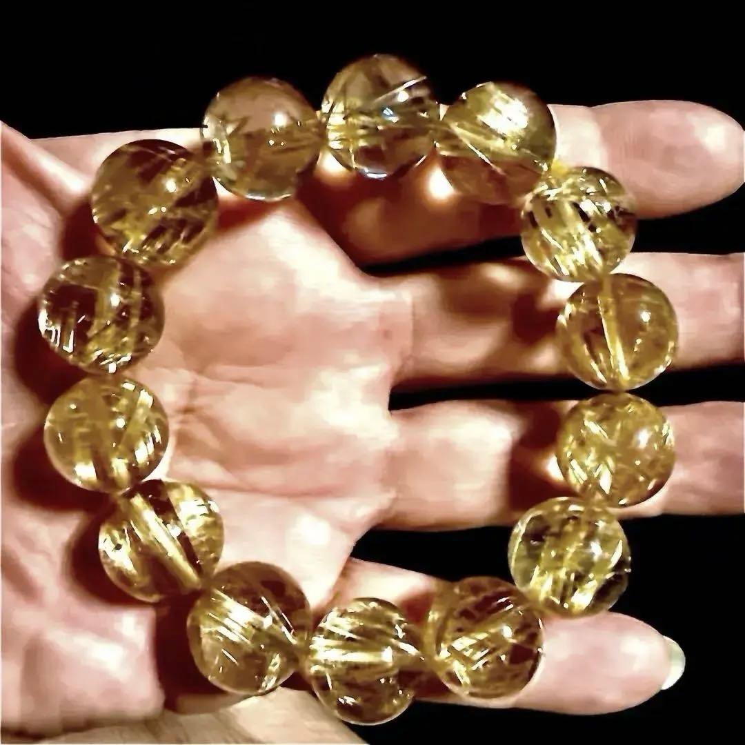 超希少 幸運のタイチンルチルクォーツ ブレスレット 約15mm