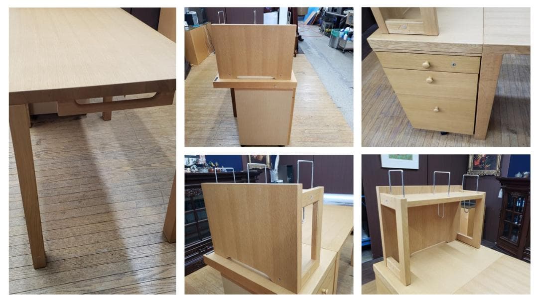 I48　美品　カリモク　無垢材使用　配置自由　学習机３点セット