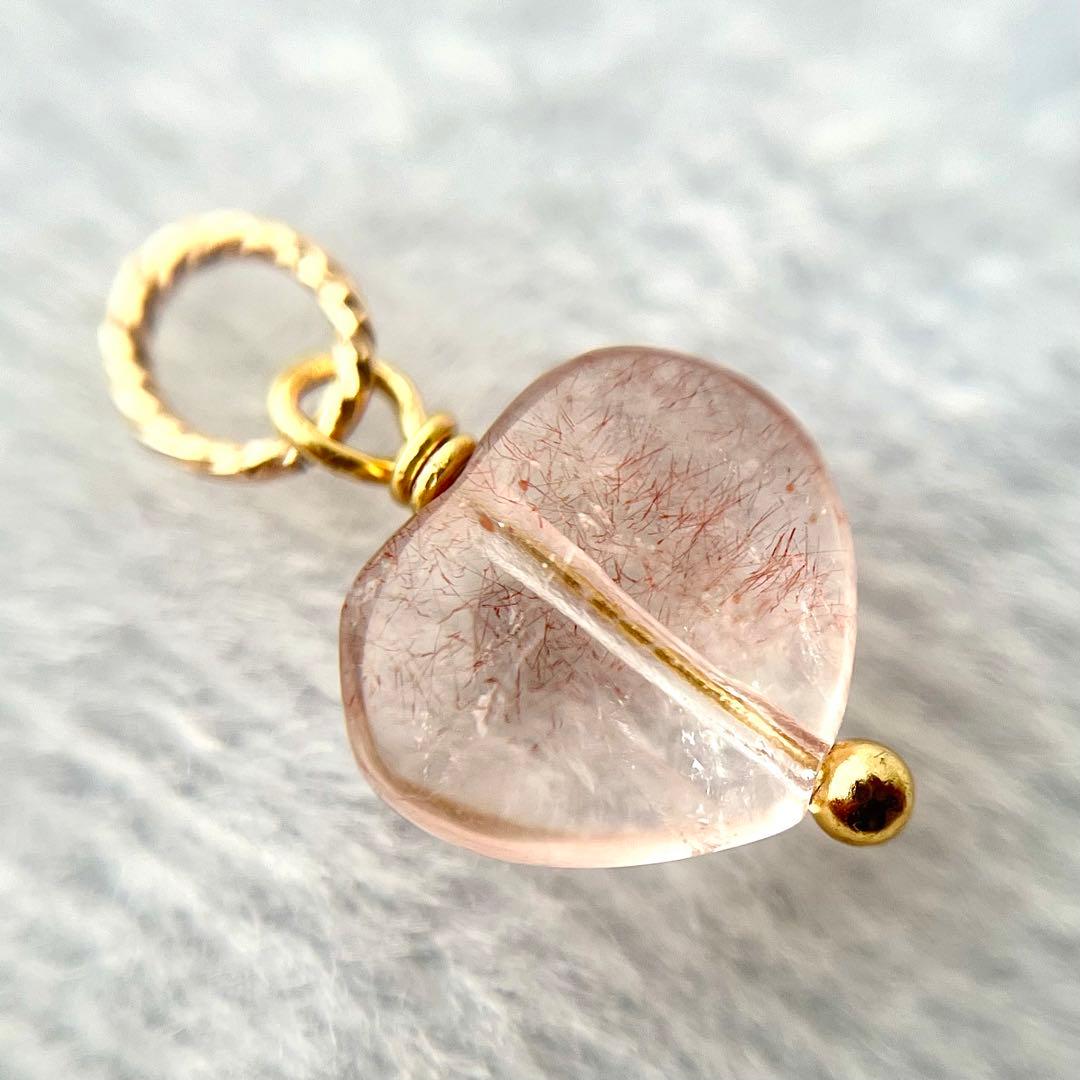 宝石質ストロベリークォーツ　カザフスタン産　チャーム　ネックレス　ペンダント　②