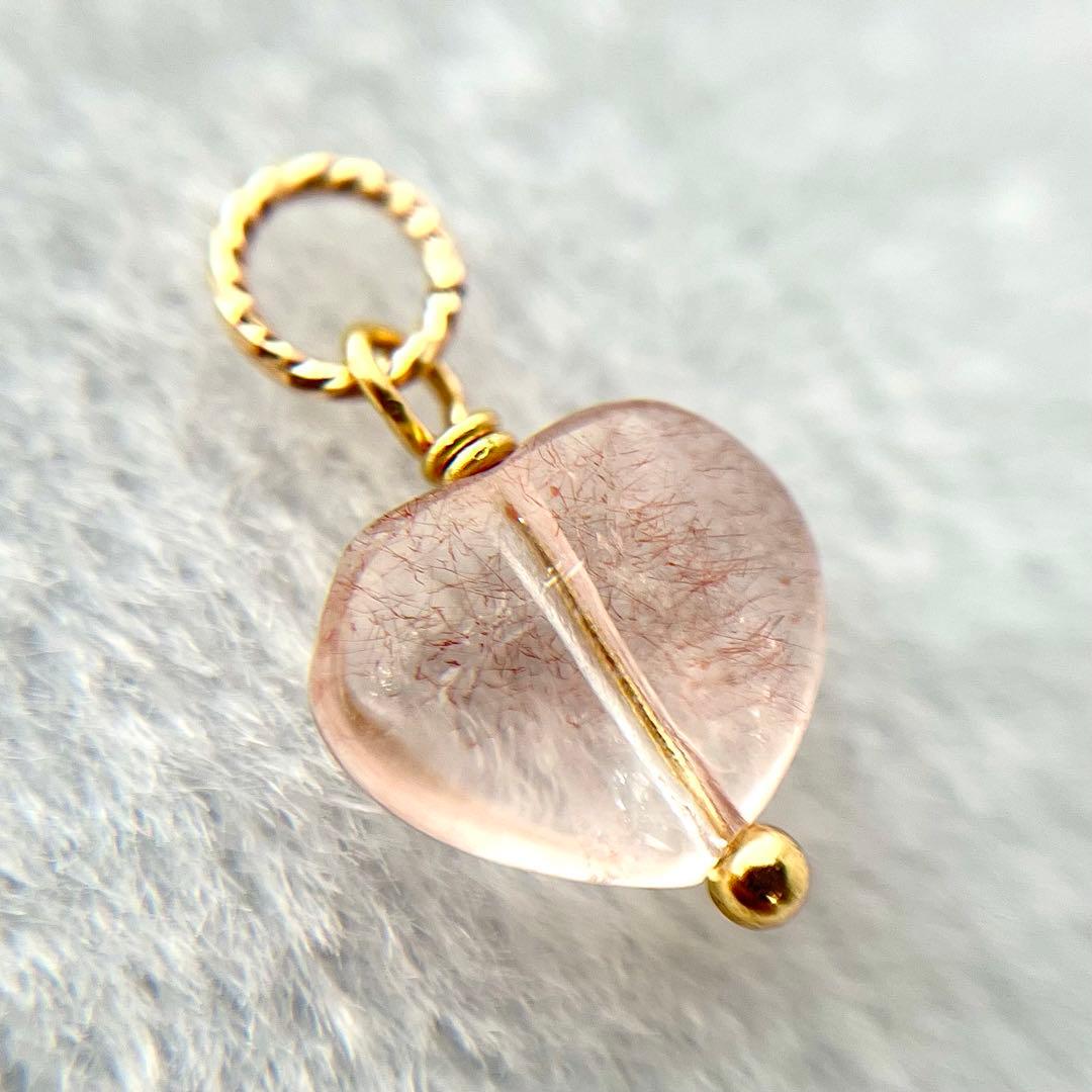 宝石質ストロベリークォーツ　カザフスタン産　チャーム　ネックレス　ペンダント　②